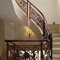岳阳新中式家装铝镀黄铜雕刻楼梯扶手设计特别